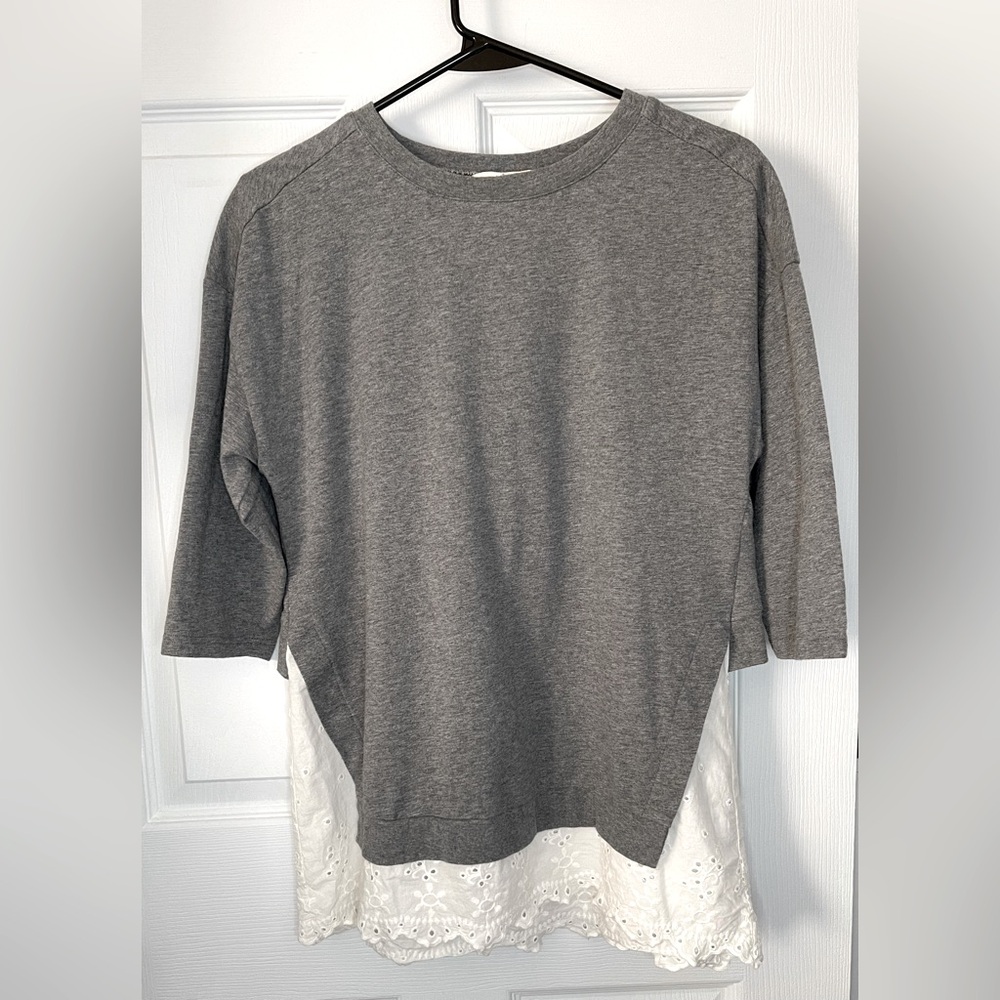 MATILDA JANE In the Clouds Grey & White Eyelet Scalloped Too Women’s Size XS